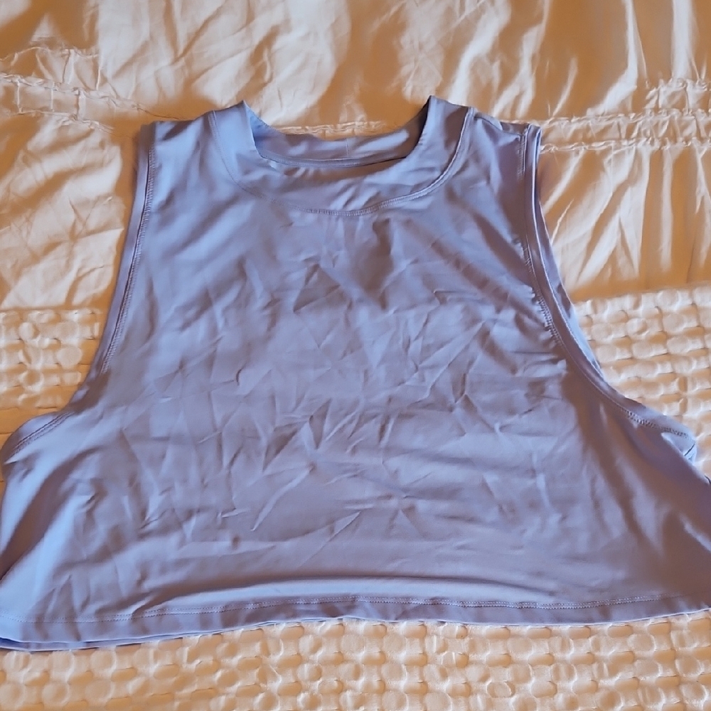 Women's Sleeveless Crop Top - Light Blue Lg